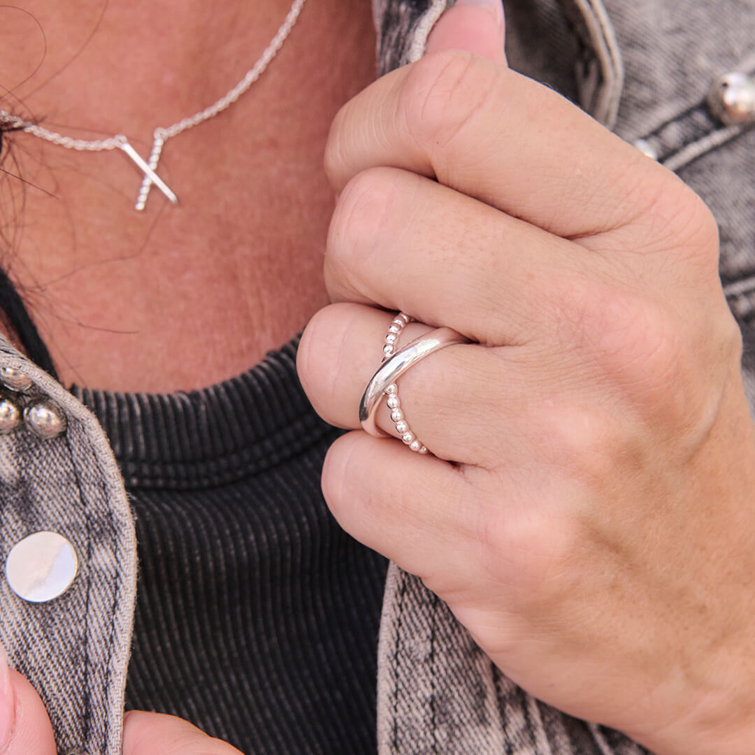 Criss Cross Silverring By Sofia Wistam