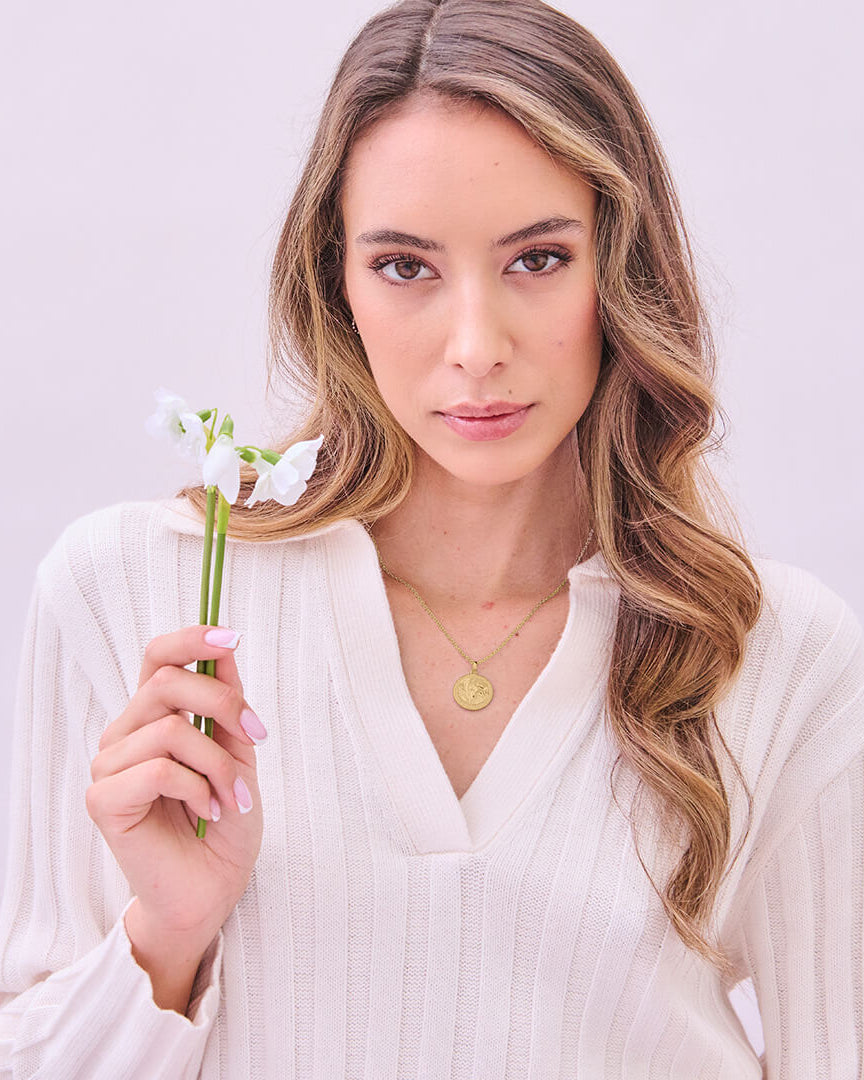 Månadsblomma Januari Guldhalsband By Sofia Wistam