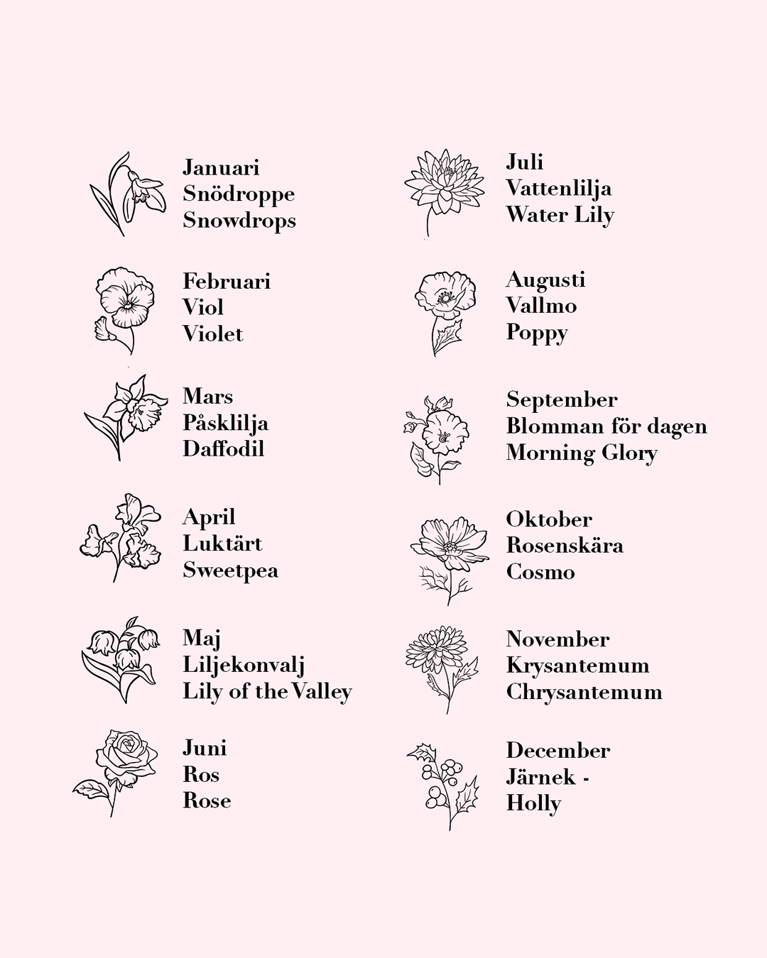 Månadsblomma Februari - Guldhalsband