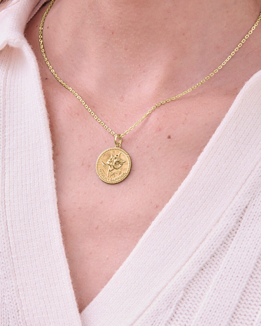 Månadsblomma Mars Guldhalsband By Sofia Wistam