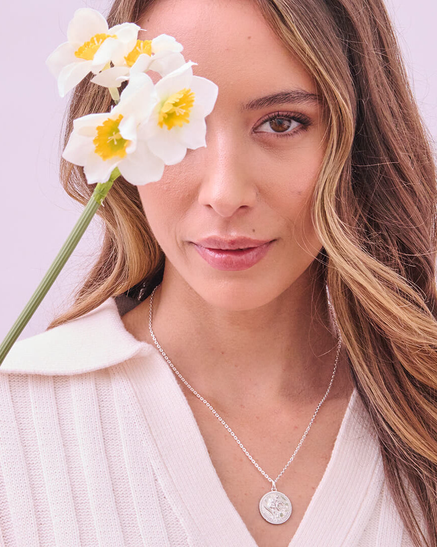 Månadsblomma Mars Silverhalsband By Sofia Wistam