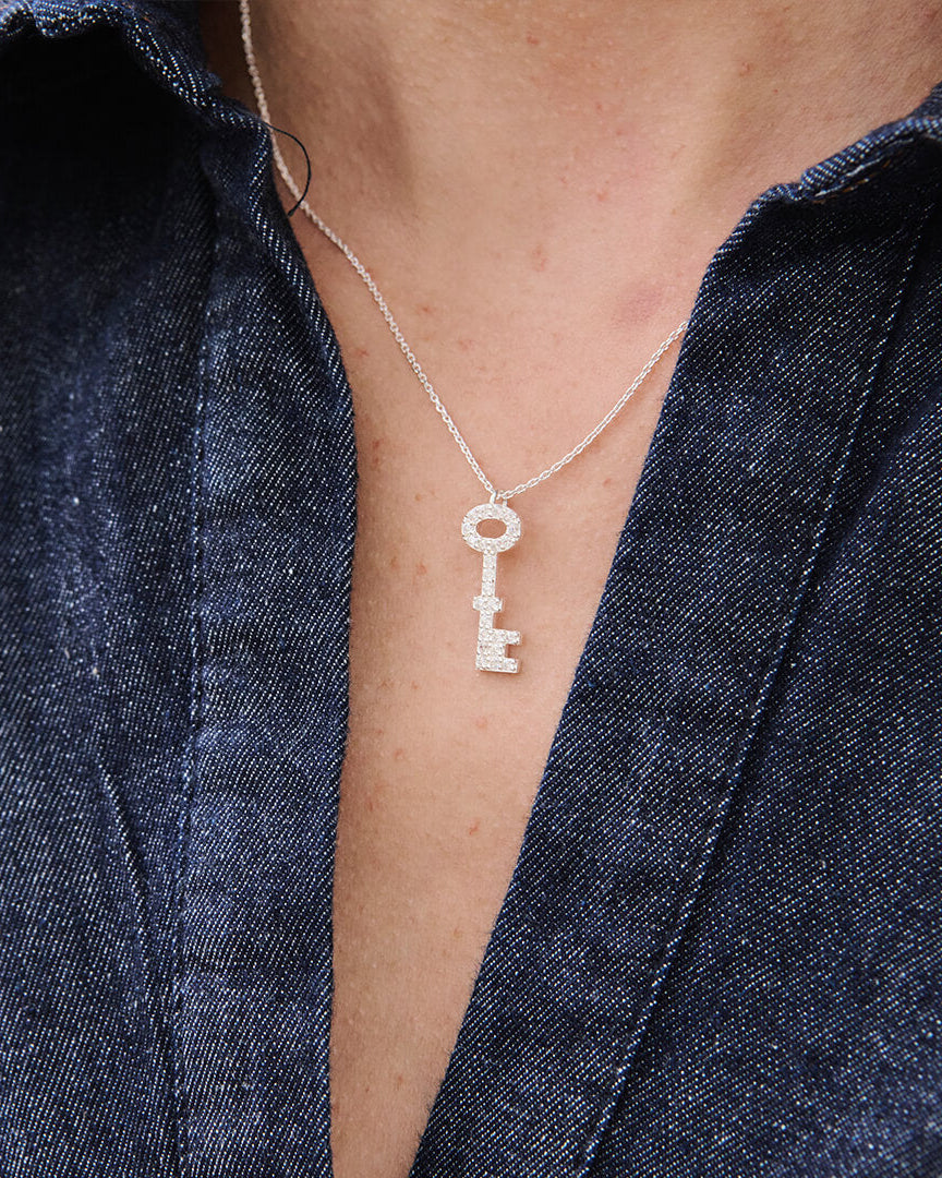 Glam key To Your Heart Silverhalsband By Sofia Wistam