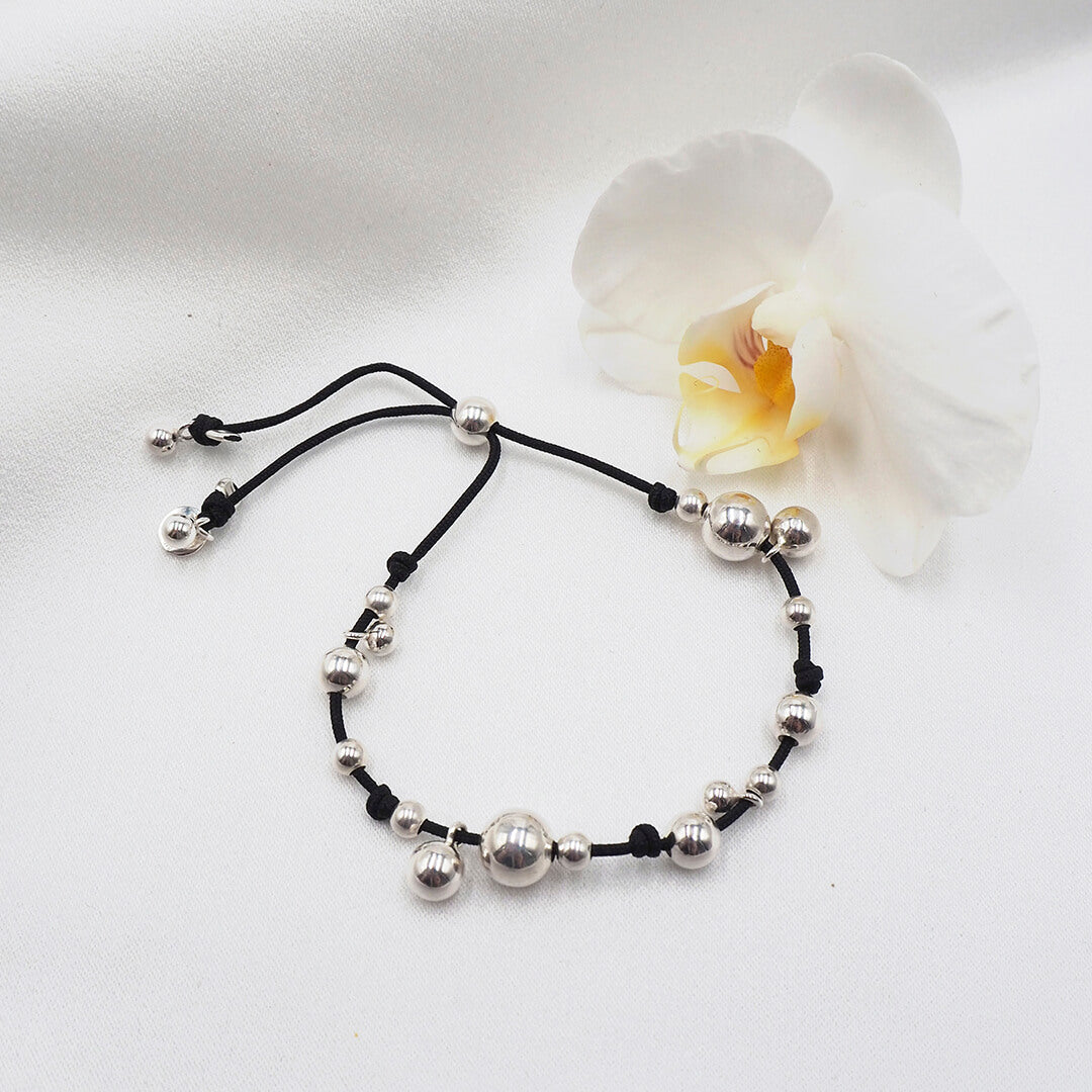 Bubbles Black - Silverarmband