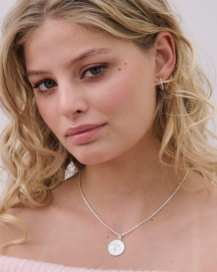 Månadsblomma December - Silverhalsband