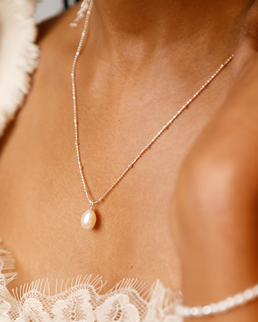 Ocean Muse Big Pearl - Silverhalsband